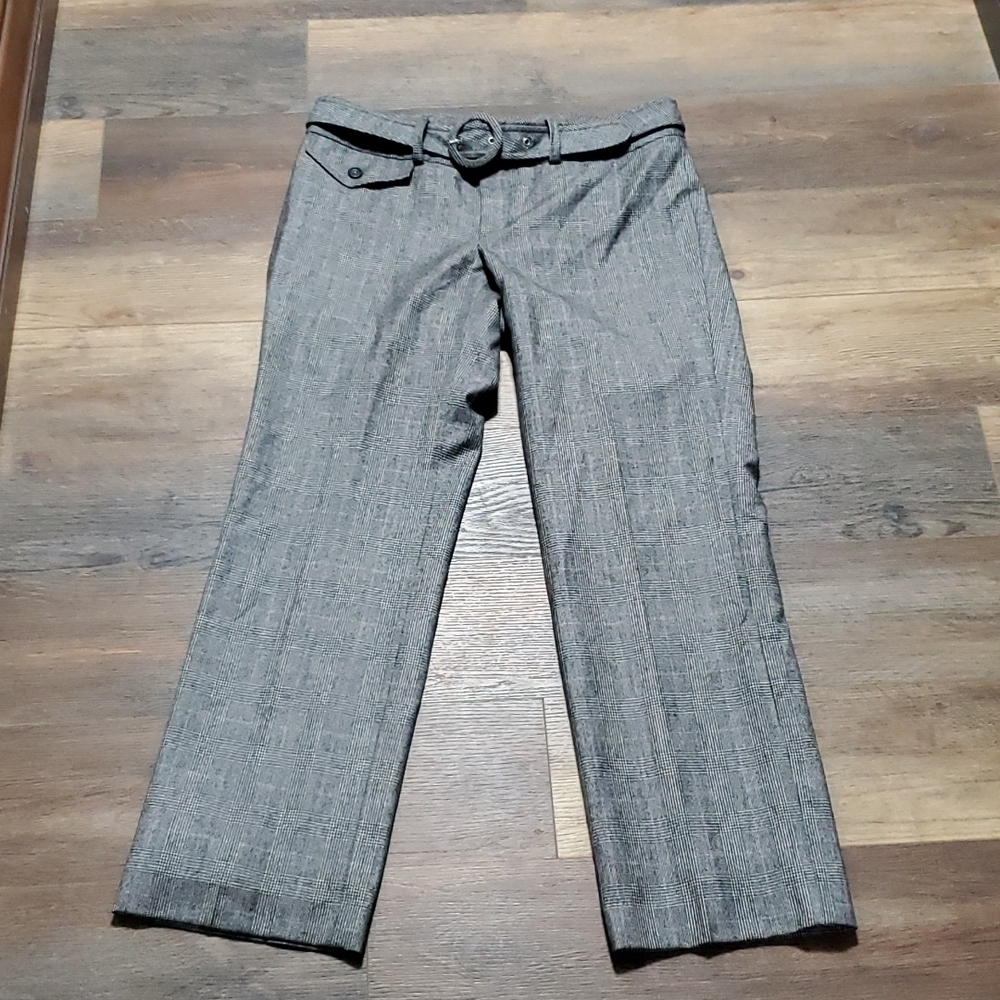 Banana republic wool grey plaid belted lined pants